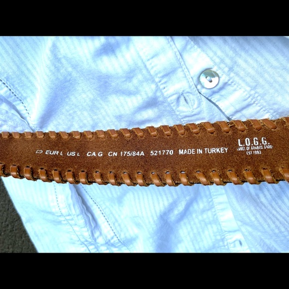 Leather belt with cord wrap detail on edge - Picture 3 of 3